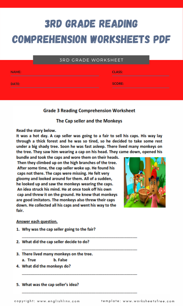 3rd grade reading comprehension homework pdf
