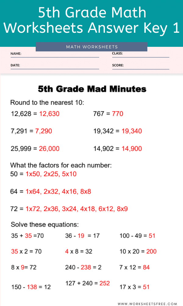 swun math grade 5 homework answer key