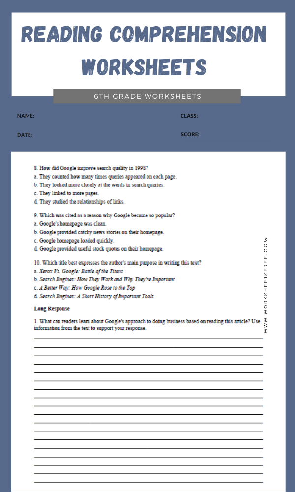 48 grade 6 printable reading worksheets for 6th grade tips reading ...