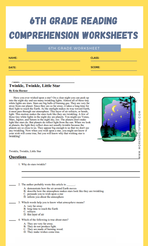 6th Grade Reading Comprehension Worksheets | Worksheets Free