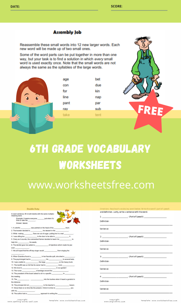 6th grade vocabulary worksheets worksheets free