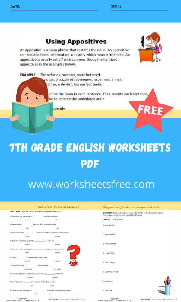 7th Grade English Worksheets Pdf Free