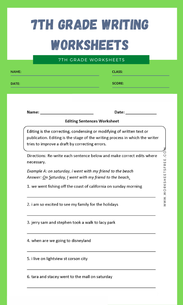 7th grade writing worksheets 3 | Worksheets Free