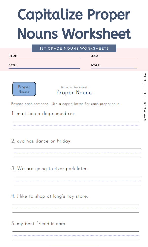 Capitalize Proper Nouns Worksheet Worksheets Free