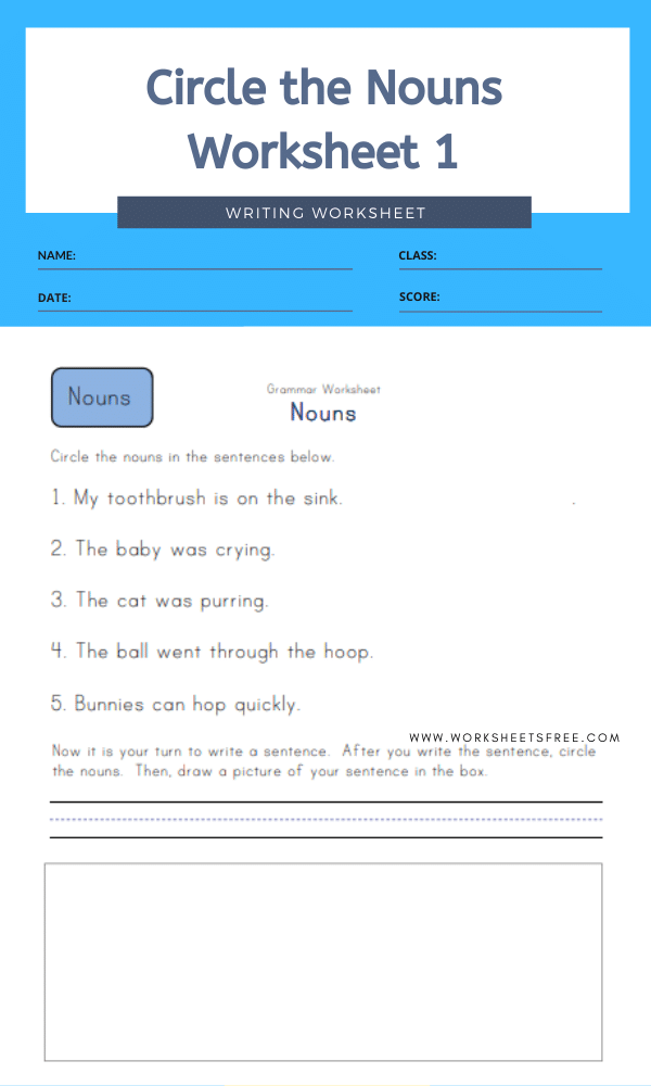 Circle The Nouns Worksheets With Answers