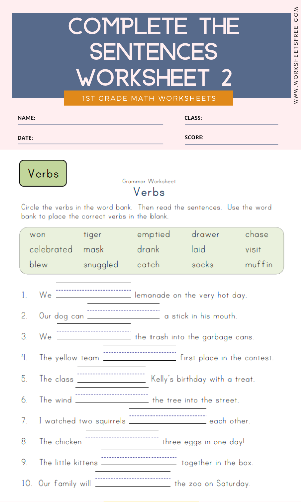 Complete The Sentences Worksheet 2 Worksheets Free