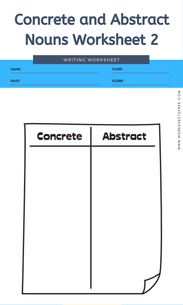 Concrete And Abstract Nouns Worksheet 2b Worksheets Free