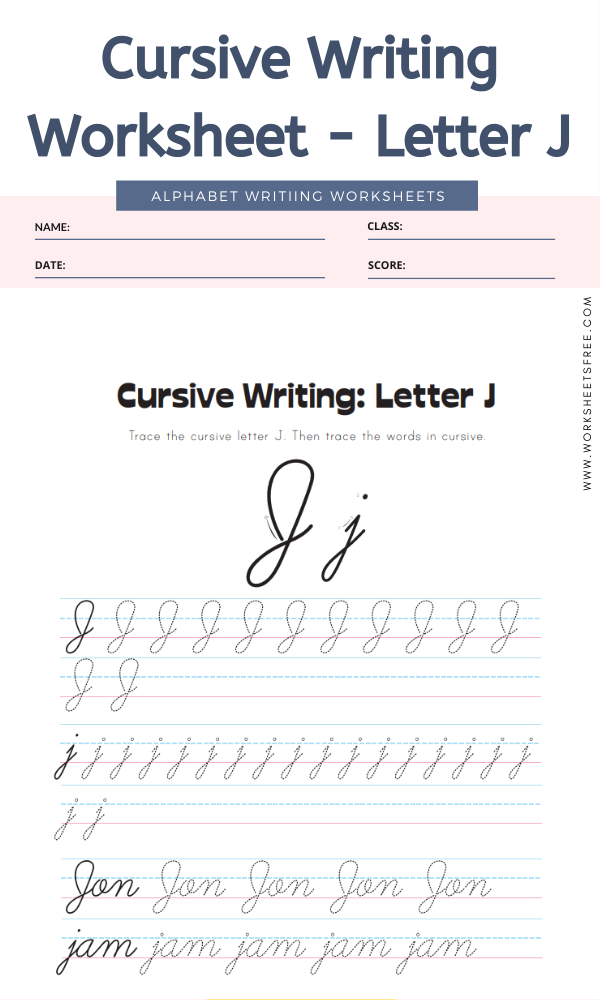 J In Cursive Cursive J Worksheets To Practice Capital Upper And