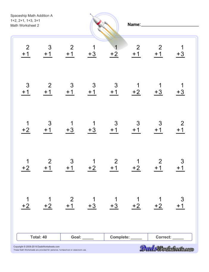 Printable Mad Minute Addition Timed Tests 6 Pages Kindergarten 1st