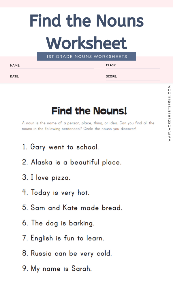 Find the Nouns Worksheet | Worksheets Free