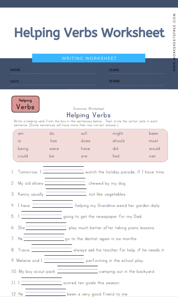 Helping Verbs Worksheet Worksheets Free