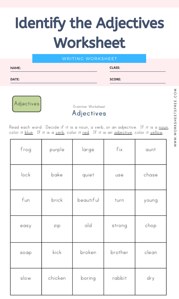 Identifying Adjectives Worksheet 3