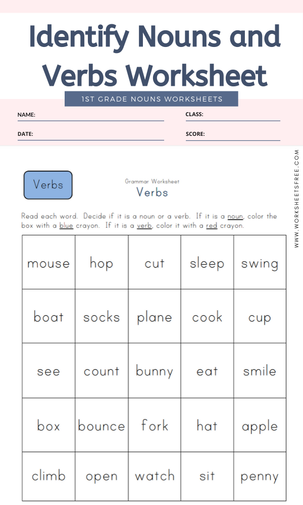 Nouns And Verbs Worksheet 7th Grade