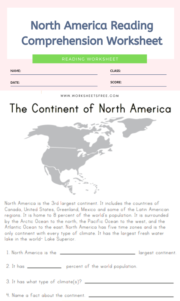 Free Printable Worksheets On North America