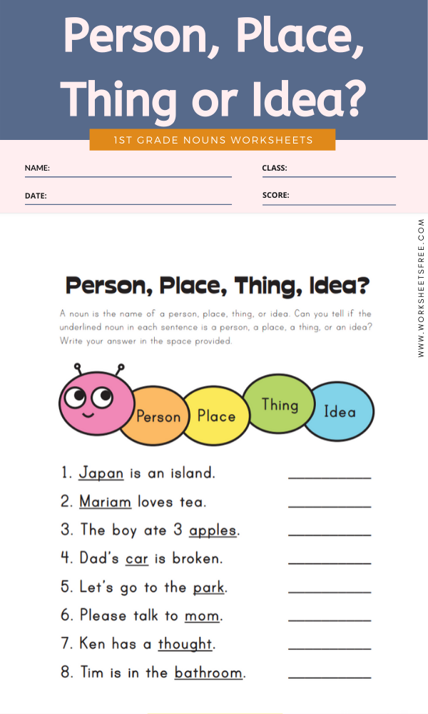 Person, Place, Thing or Idea Worksheets Free