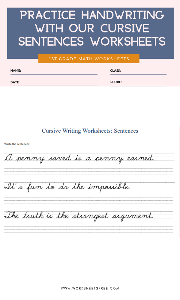 Practice handwriting with our cursive sentences worksheets Worksheets Free