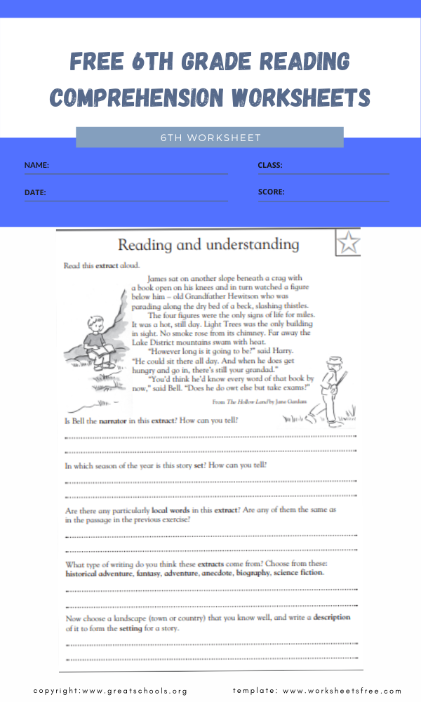 free 6th grade reading comprehension worksheets 2 | Worksheets Free