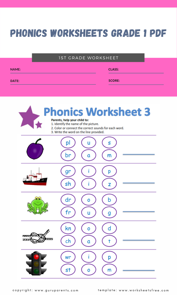 phonics worksheets grade 1 pdf 3 worksheets free