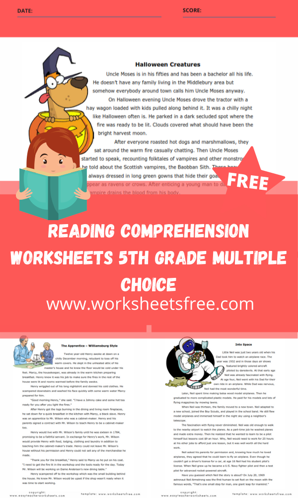 Reading Comprehension Worksheets 5th Grade Multiple Choice Worksheets 
